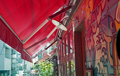 Red awning