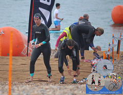 SC Triathlon 2021 - Out of the sea - shoes go on - ready to cycle - Seaford 21 8 2021