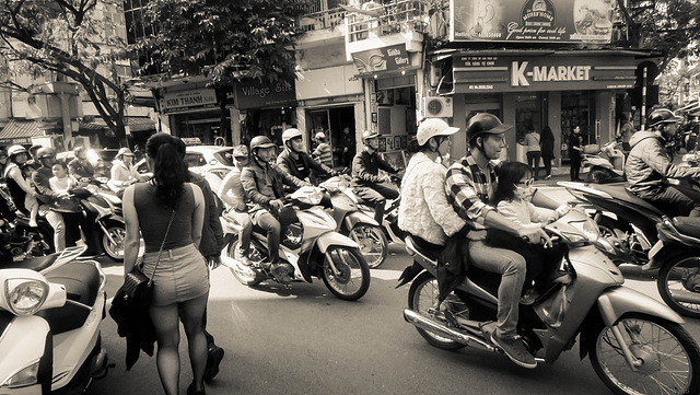traffic in the old center of Hanoi
