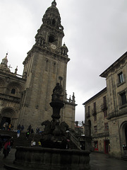 Fountain of the Horses and Cathedral's Clock Tower.