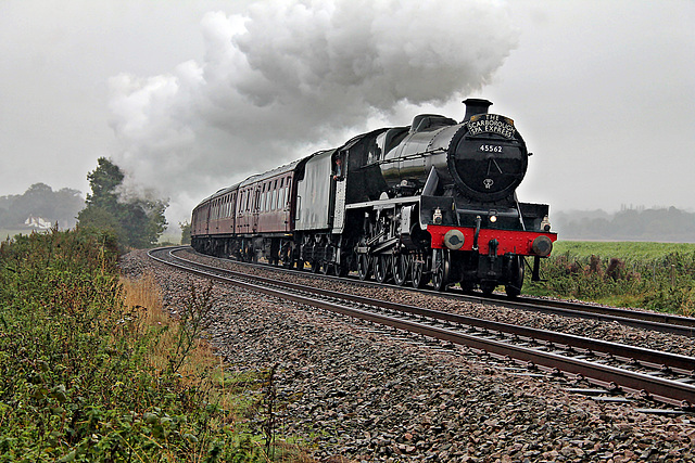 Stanier LMS class 6P Jubilee 45699 GALATEA running as 45562 ALBERTA at Norton Park Farm Crossing with 1Z24 06.10 Carnforth - Scarborough The Last Scarborough Spa Express for 2020 24th September 2020. 