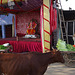 Ganesha shrine, cow, veg barrow man and monkey