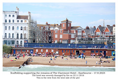 Claremont Hotel with scaffolding as at 17 8 2023 from the pier