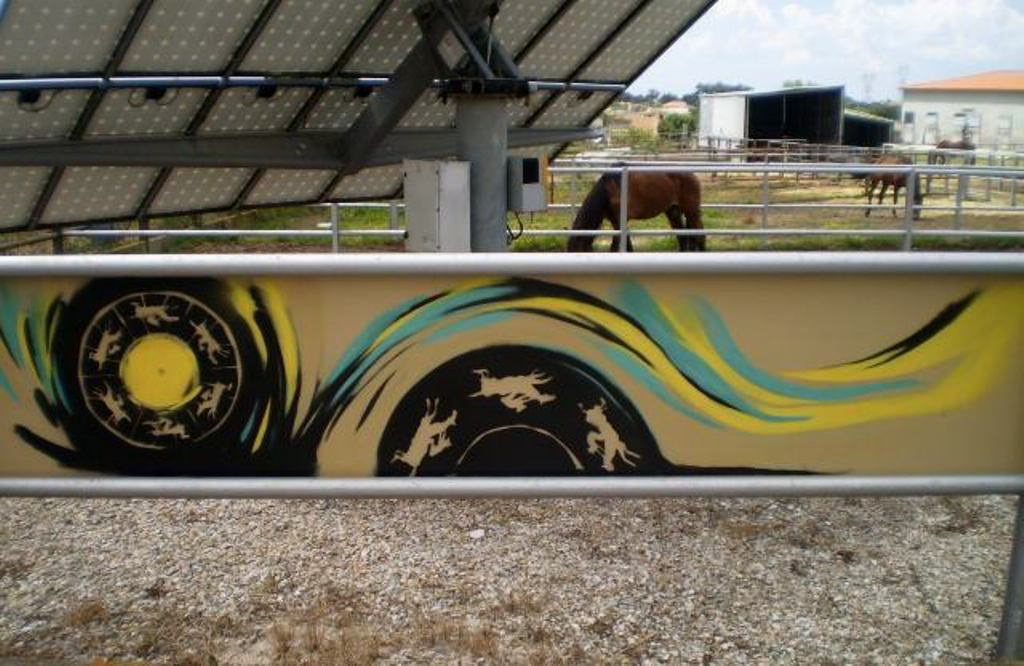 Graffiti in equestrian centre.