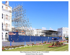 Claremont Hotel with scaffolding as at 17 8 2023