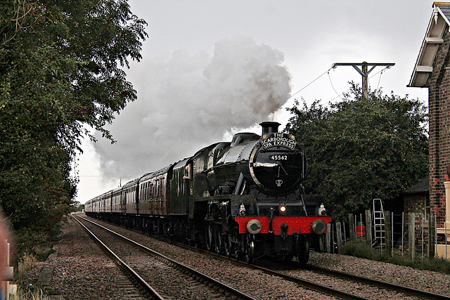 Stanier LMS class 6P Jubilee 45699 GALATEA running as 45562 ALBERTA at West Heslerton Crossing with 1Z27 16.41 Scarborough - Carnforth The Scarborough Spa Express 24th September 2020.(steam as far as 