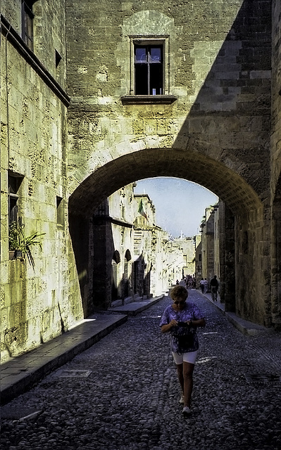 Pat in Rhodes Old Town 1994