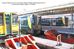 Southern & SWR trains at Portsmouth Harbour 27 5 2022