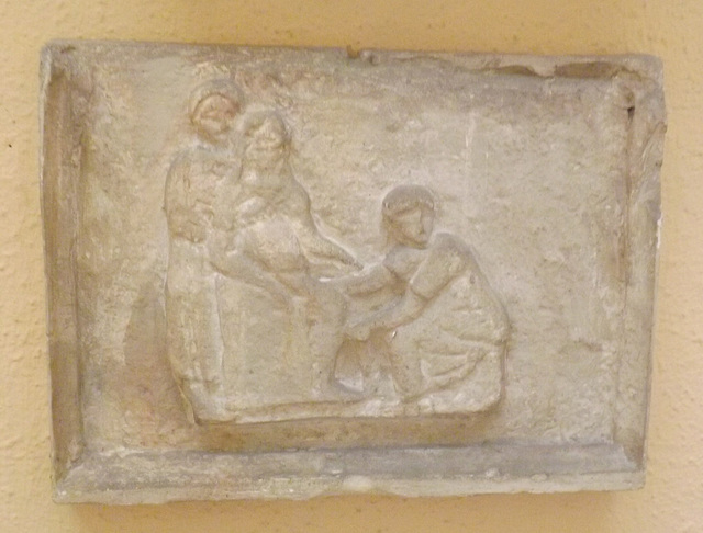 Copy of a Relief Depicting a Childbirth Scene in the Museum of Roman Civilization in EUR, July 2012
