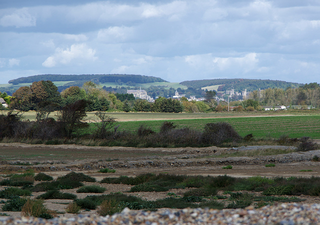 View of Arundel from Climping beach