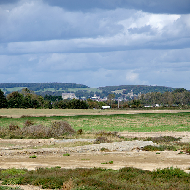 View of Arundel from Climping beach