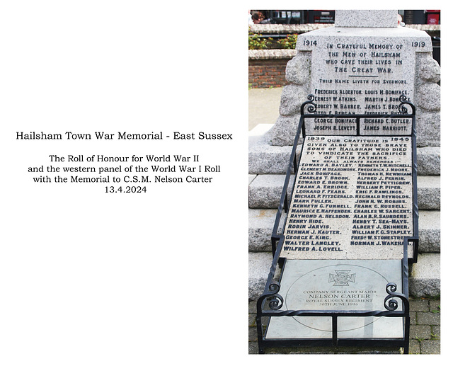 Hailsham War Memorial 13 4 2024 Rolls of Honour on the west side