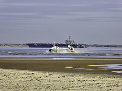 Ryde bound Hovercraft and USS Theodore Roosevelt