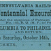 Pennsylvania Railroad Centennial Excursion, Columbia to Philadelphia, Pa., Oct. 14, 1876