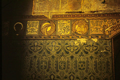 Decaying decorative scheme in the chancel of the former Saint Michael's Church, Derby c1978