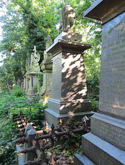 abney park cemetery, stoke newington, london.heavy duty ironwork on the late c19 tombs of lucy wood and sarah alderton