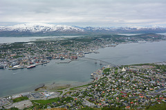 Norway, The City of Tromsø with Tromsøbrua and Arctic Cathedral