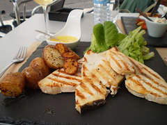 Grilled swordfish for lunch.