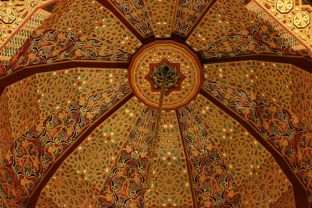 Carved and painted wood dome