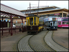 trams at Seaton terminus