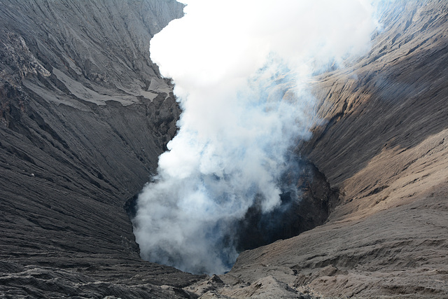 Indonesia, Java, Powerful Fumarola Emanates Permanently from the Crater of the Volcano Bromo