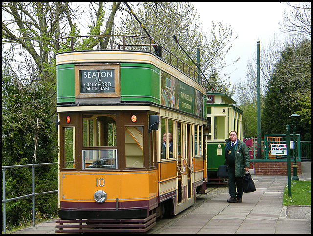 Seaton trams at Colyton Station