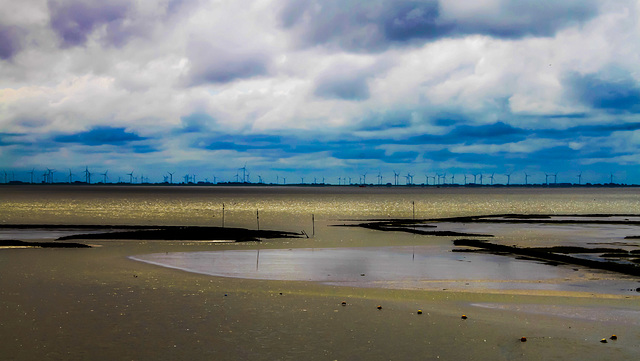 Wadden Sea with Wind Farm