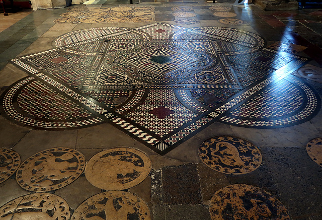 Mosaic tiled marble floor