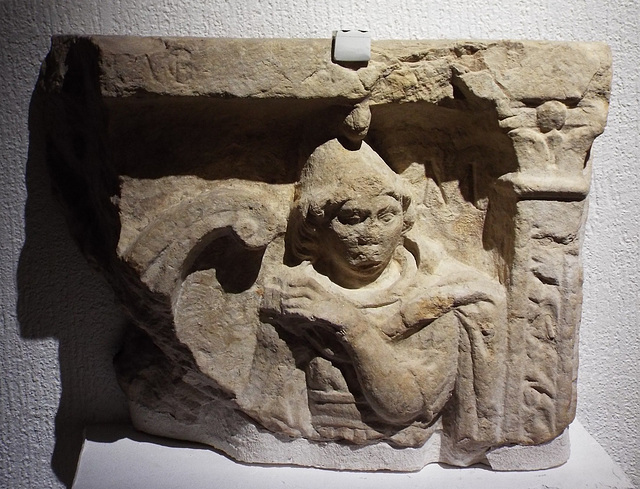 Fragment of a Sarcophagus with Attis in the Lugdunum Gallo-Roman Museum, October 2022
