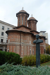 Romania, București, Kretzulescu Church and a Memorial Bust of Corneliu Coposu