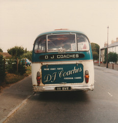 D J Coaches (Fordham) 111 BVE in Mildenhall - Early Sep 1983