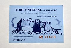 Ticket to the fort of Saint-Malo
