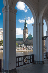 Hamburg City Hall - Rathaus von den Alsterarkaden (180°)