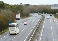 Whippet Coaches (National Express contractor) NX18 (BL17 XAW) on the A11 near Kennett - 27 Jan 2019 (P1000060)