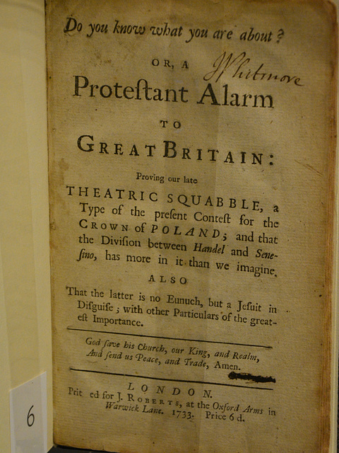 London 2018 – Foundling Museum – Protestant Alarm