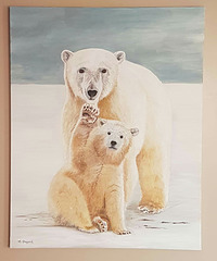 Peinture acrylique des ours polaires