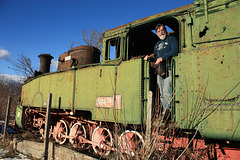 Derelict Fence, Derelict Locomotive,and Young Driver!