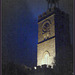 Saint Day marketplace clock tower at night