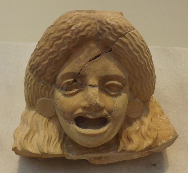 Theatre Mask Found Near the Stoa of Attalos in Athens in the National Archaeological Museum of Athens, May 2014