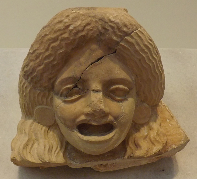 Theatre Mask Found Near the Stoa of Attalos in Athens in the National Archaeological Museum of Athens, May 2014