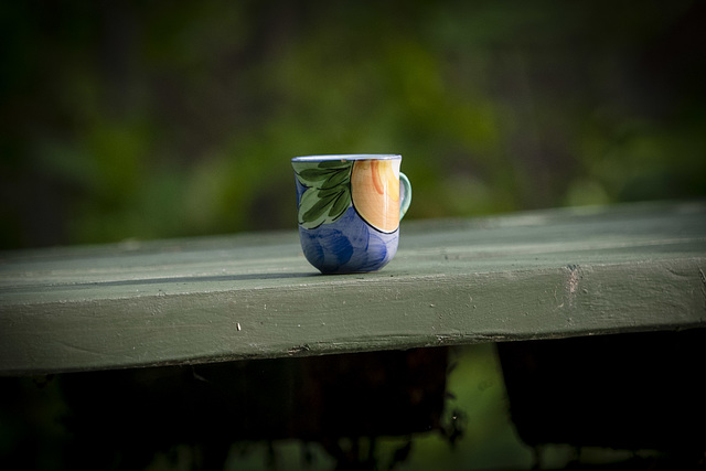 Espresso Cup on Picnic Table