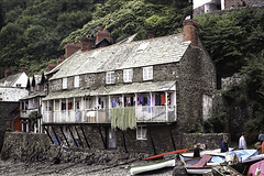 Fishermen's cottages, revisited for HFF - Clovelly Harbour  1994