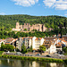 Heidelberg, Blick von der Alten Brücke zum Schloss