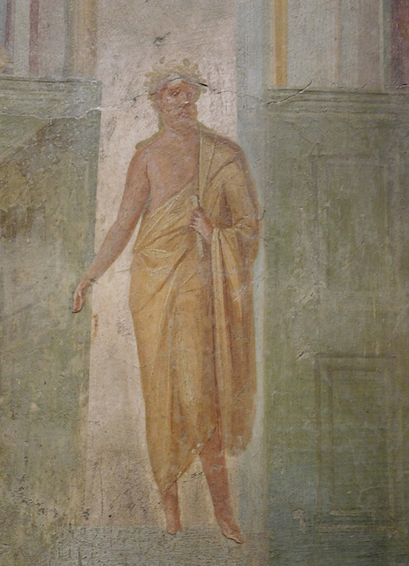 Detail of the Architecture with Poet Fresco from Pompeii,ISAW May 2022