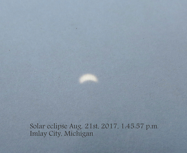 Solar eclipse seen through my pinhole viewer.