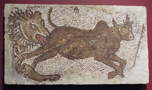 Lion Chasing a Bull Mosaic from Syria in the Getty Villa, June 2016