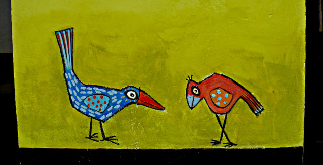 Bird conversation on the wall