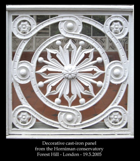 Cast iron panel Horniman conservatory 19 5 2005