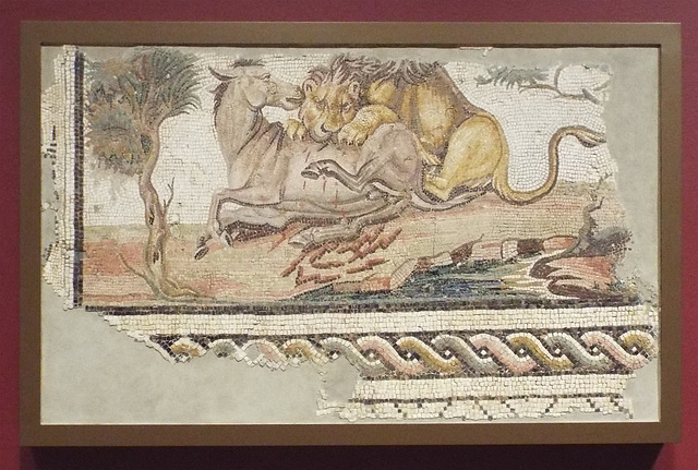 Lion Attacking an Onager Mosaic in the Getty Villa, June 2016