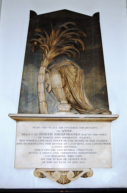 Memorial to Anne Sheepshanks, (D1821), Holy Trinity Church, Boar Lane, Leeds